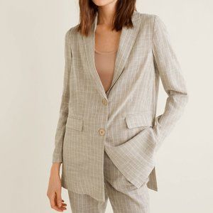 Beige Linen Blend Blazer